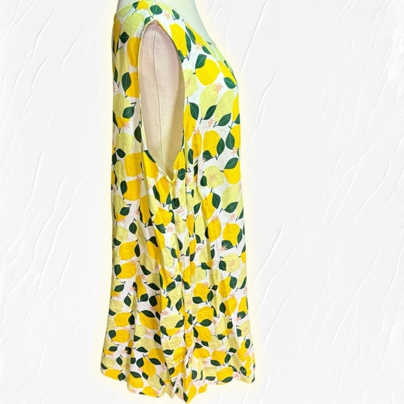 NWT C&C California 100% Linen Summer Lemon & Leaf Printed Shift Dress Size 2X - Picture 13 of 15